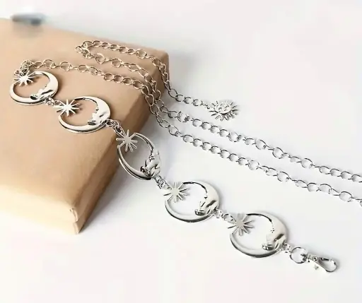 Rrip elegant beli me gjysmëhënë dhe diell